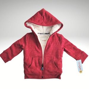Unisex Red Sherpa Lined Zip-Up Hoodie Jacket - Cat & Jack Red 18M New with Tags